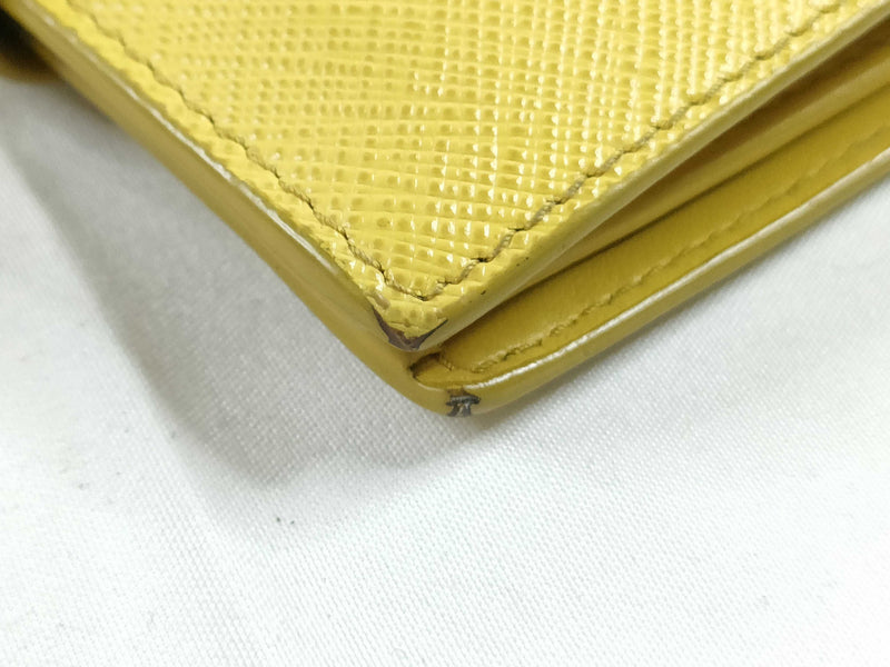 Prada Saffiano Bifold Leather Yellow Accessory