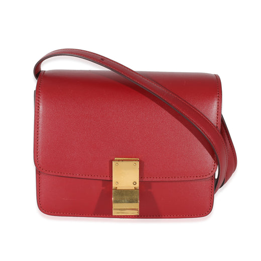 Celine Red Smooth Calfskin Small Classic Box Bag Leather Handbag