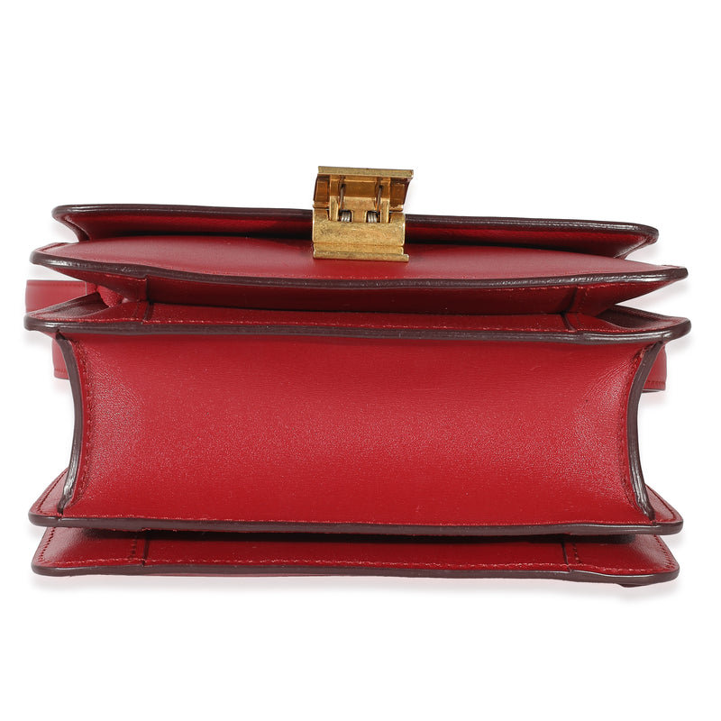 Celine Red Smooth Calfskin Small Classic Box Bag Leather Handbag
