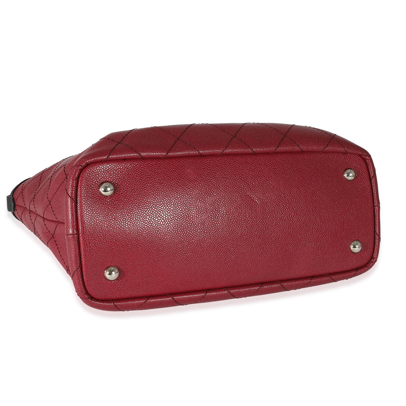 Chanel Burgundy Quilted Caviar Fever Tote Red Leather Handbag