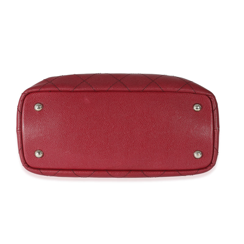 Chanel Burgundy Quilted Caviar Fever Tote Red Leather Handbag