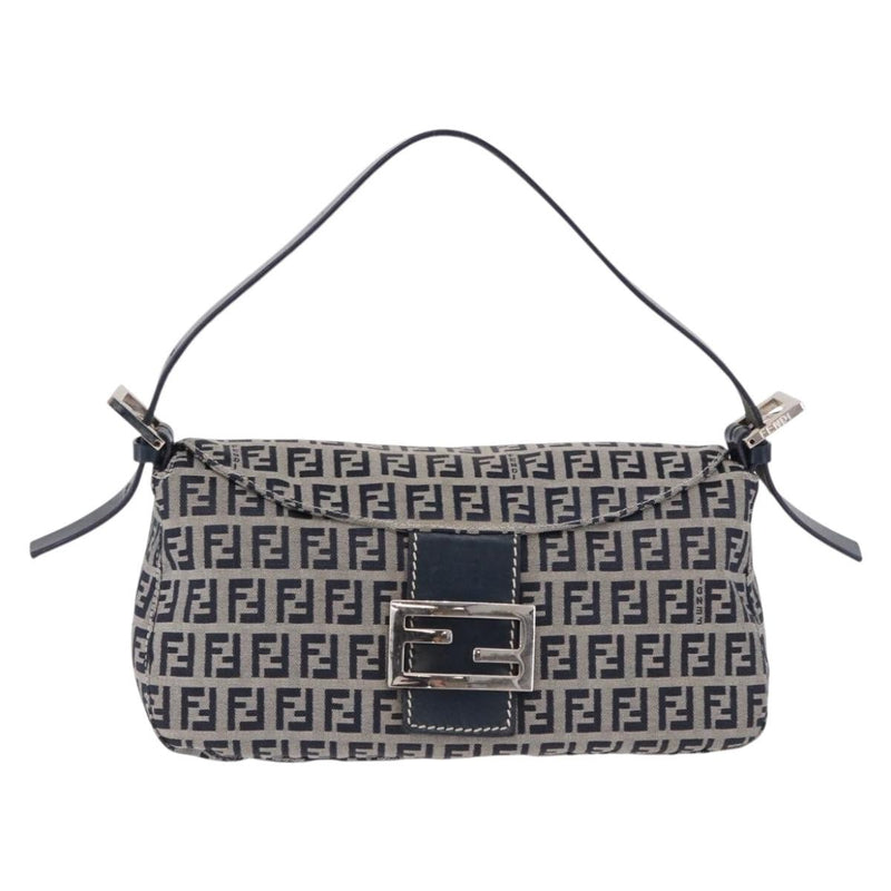 Fendi Baguette Zucchino Canvas Navy Bag