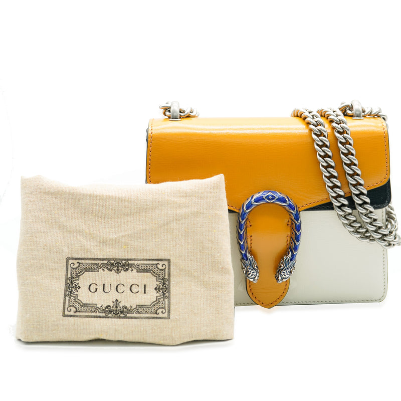 Gucci Yellow Beige Navy Tricolour Leather Mini Dionysus Black; White; Handbag