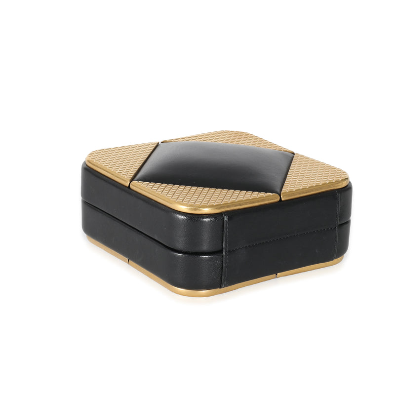 Chanel Black Lambskin Gold Metal Square Cc Clutch Black; Leather Handbag