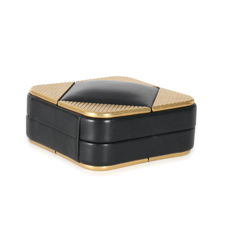 Chanel Black Lambskin Gold Metal Square Cc Clutch Black; Leather Handbag