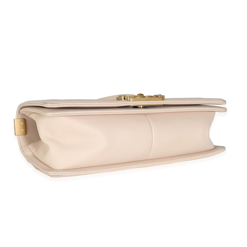 Chanel Beige Caviar Suede Calfskin Chevron Medium Boy Handbag Beige; Pink Leather