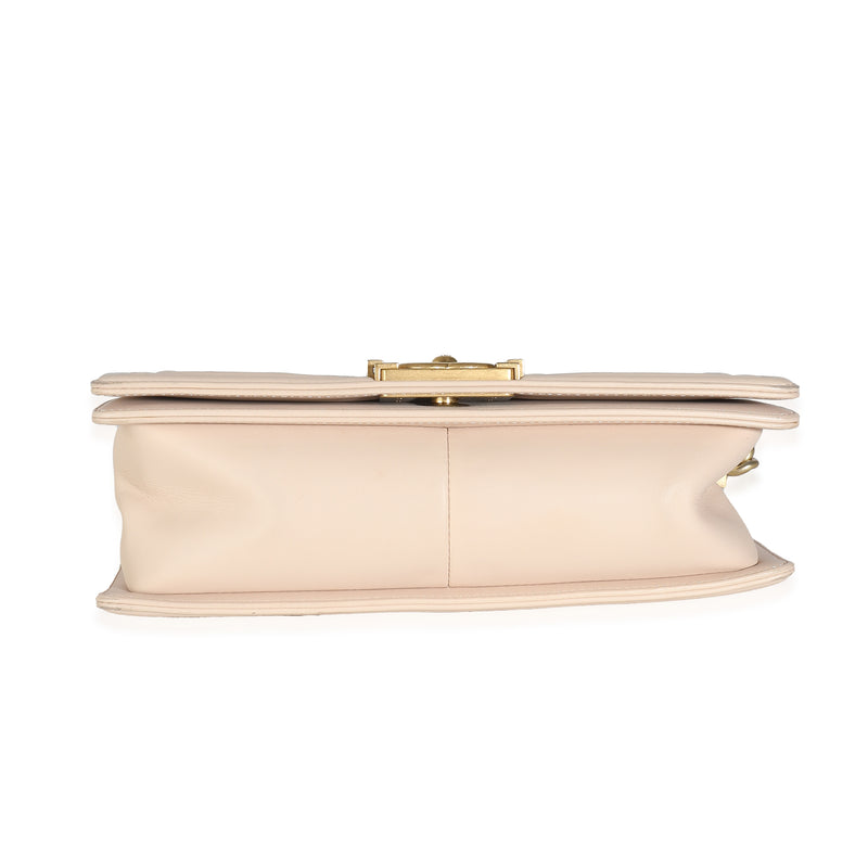 Chanel Beige Caviar Suede Calfskin Chevron Medium Boy Handbag Beige; Pink Leather