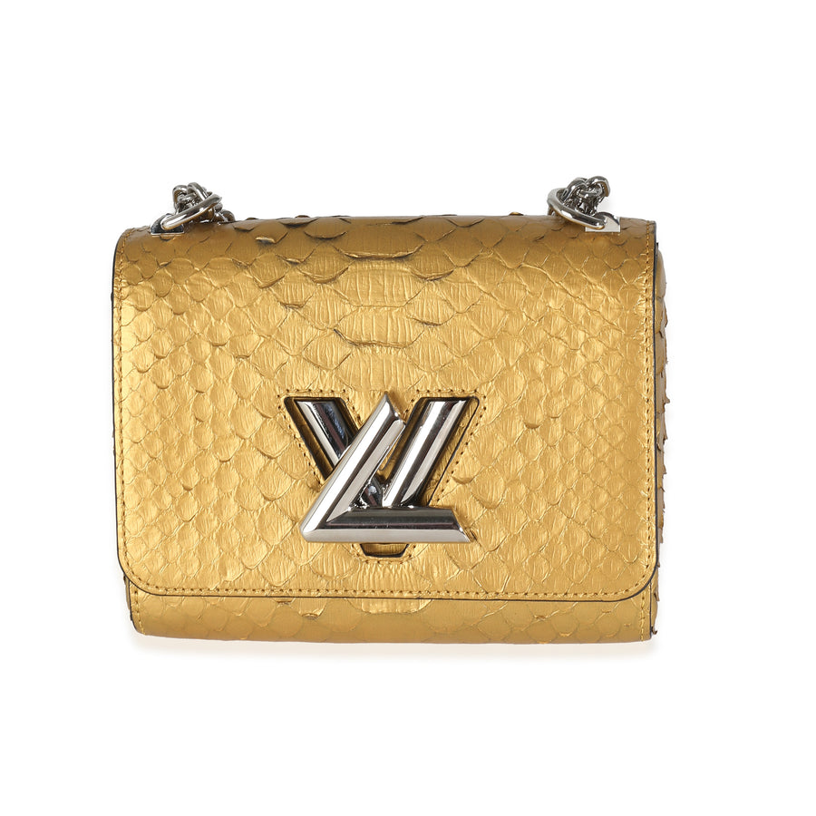 Louis Vuitton Metallic Gold Python Twist Pm Exotic Handbag
