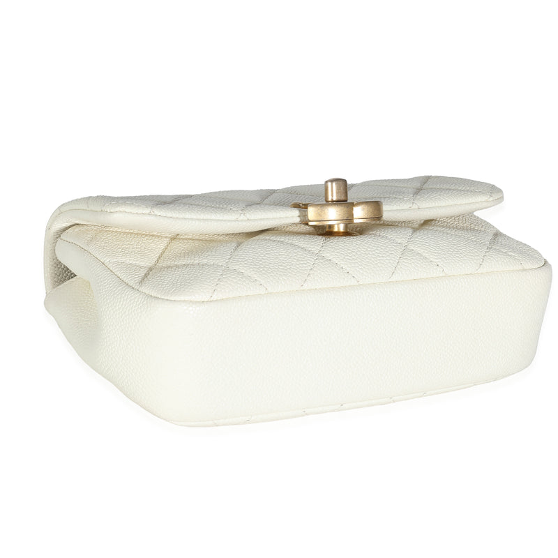 Chanel White Quilted Caviar Chain Melody Waist Belt Bag Leather Handbag