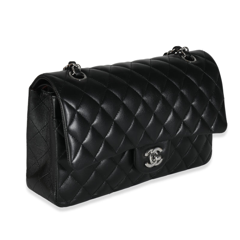 Chanel Black Quilted Lambskin Medium Classic Double Flap Bag Leather Handbag