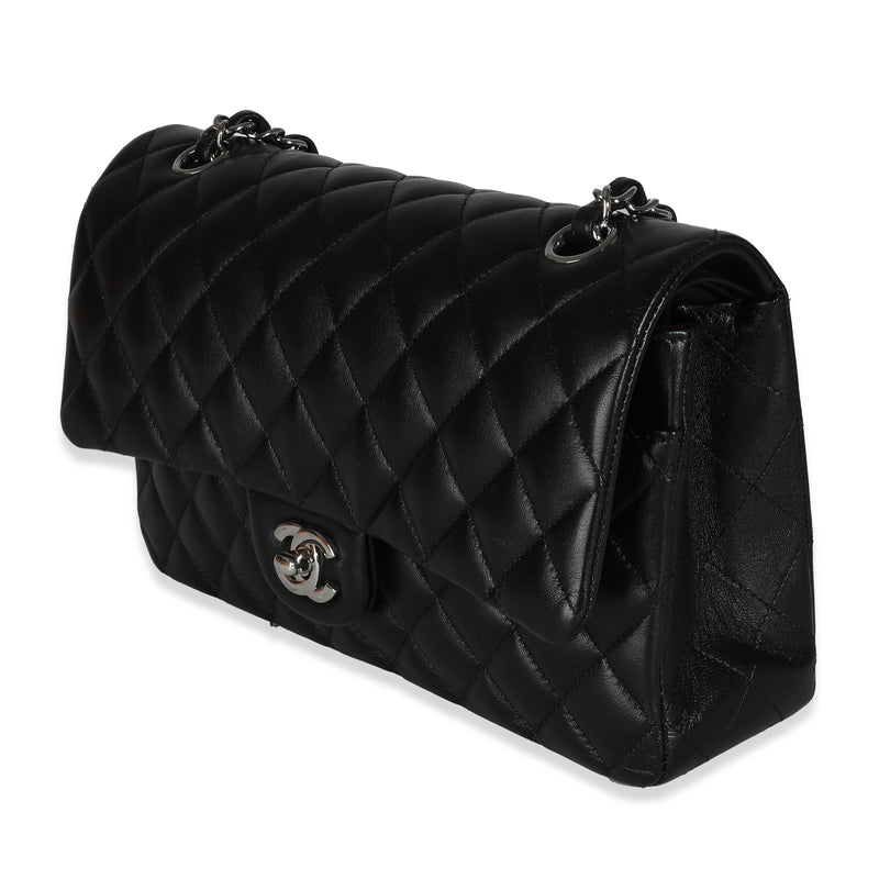 Chanel Black Quilted Lambskin Medium Classic Double Flap Bag Leather Handbag