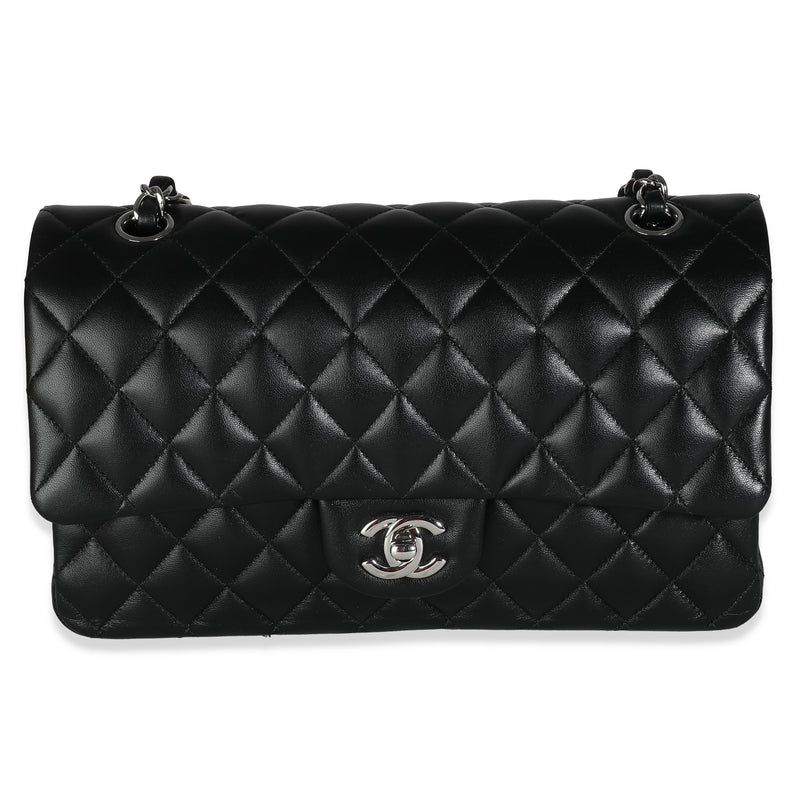 Chanel Black Quilted Lambskin Medium Classic Double Flap Bag Leather Handbag