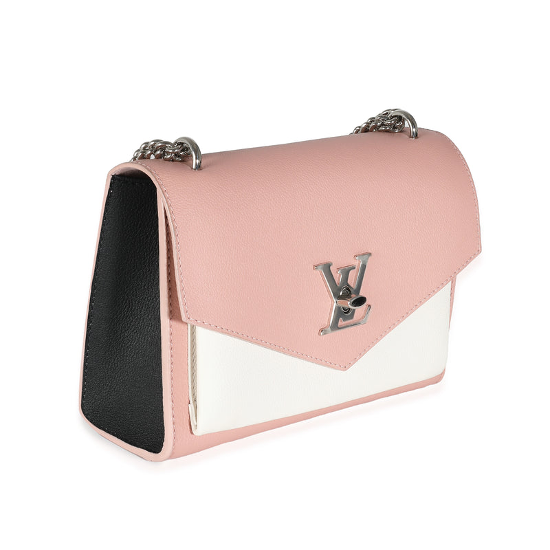 Louis Vuitton Pink Cream Tricolour Soft Calfskin Mylockme Bb Black; Pink; White Leather Handbag