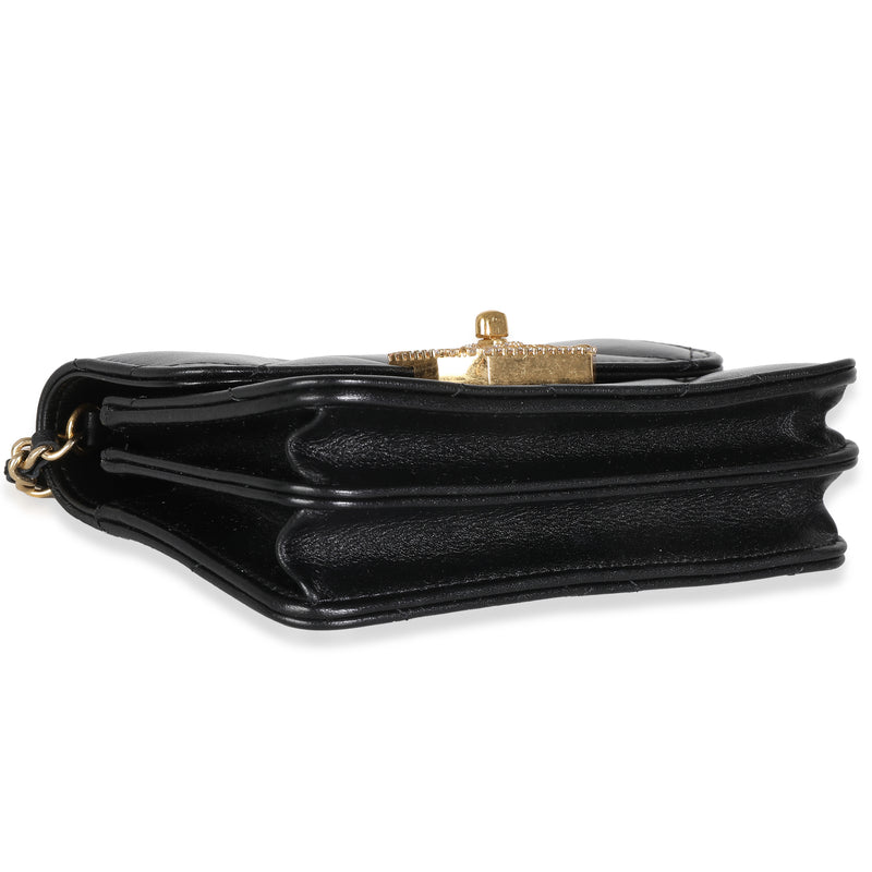 Chanel Black Quilted Calfskin Strass Mini Flap Bag Leather Handbag