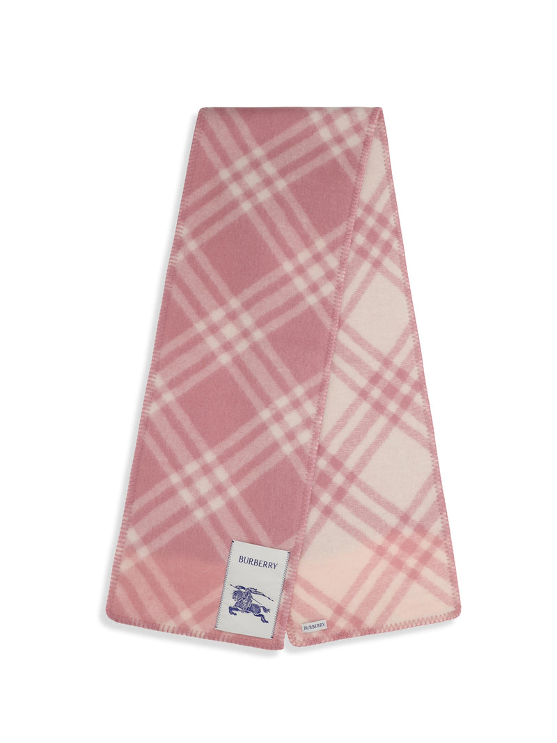 Burberry Check Scarf — Pink Merino Wool Ovis Aries Scarfs