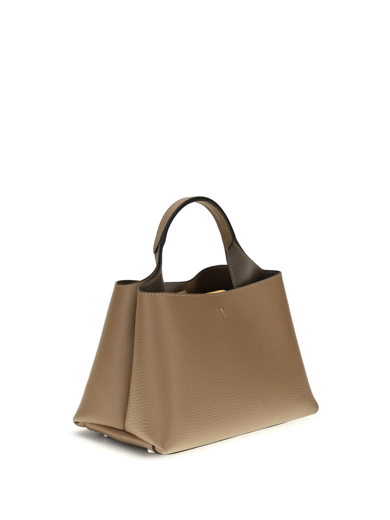 Tods Top Handle Bag — Beige Calf Leather Bos Taurus