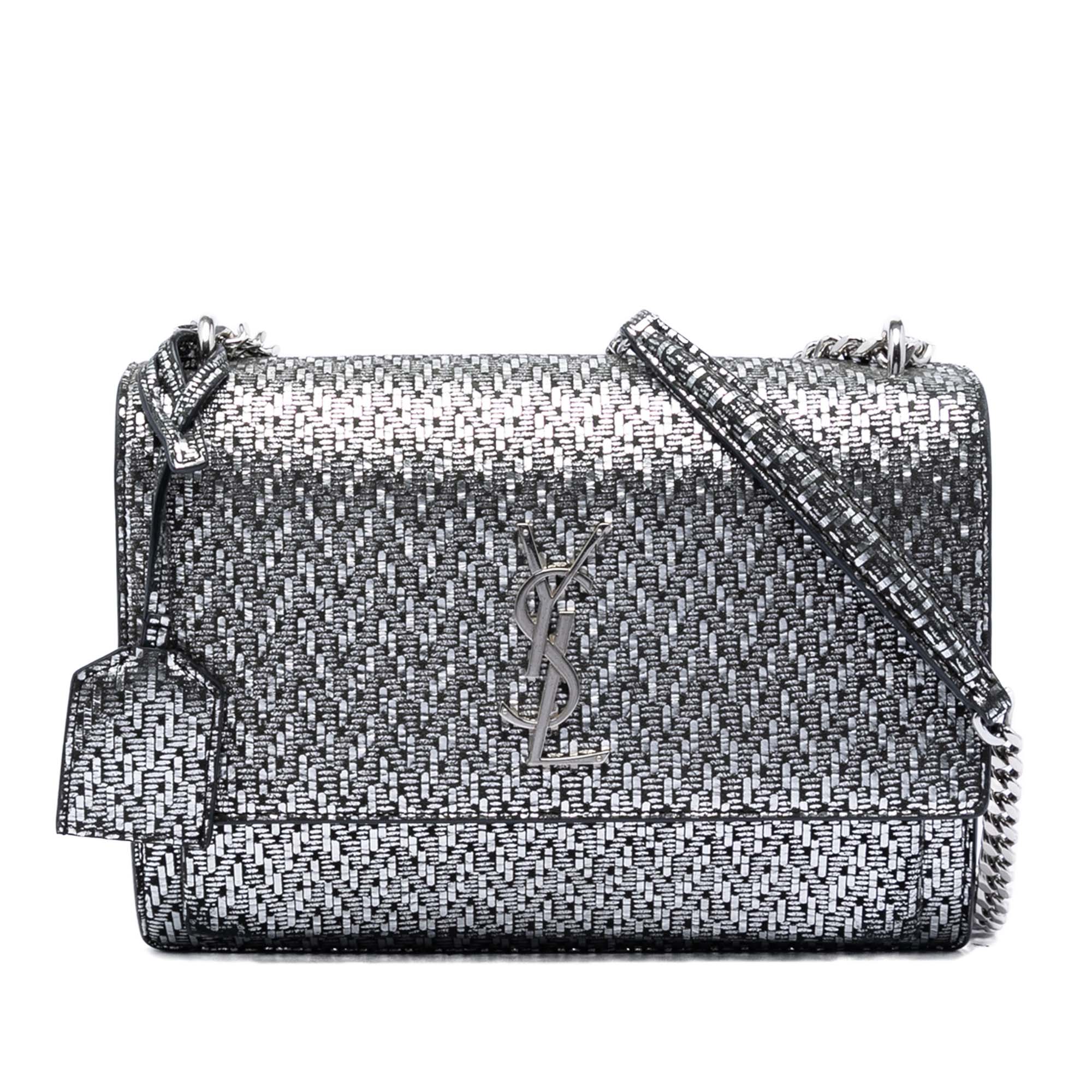 Medium Metallic Woven Leather Monogram Sunset Crossbody - Image 1