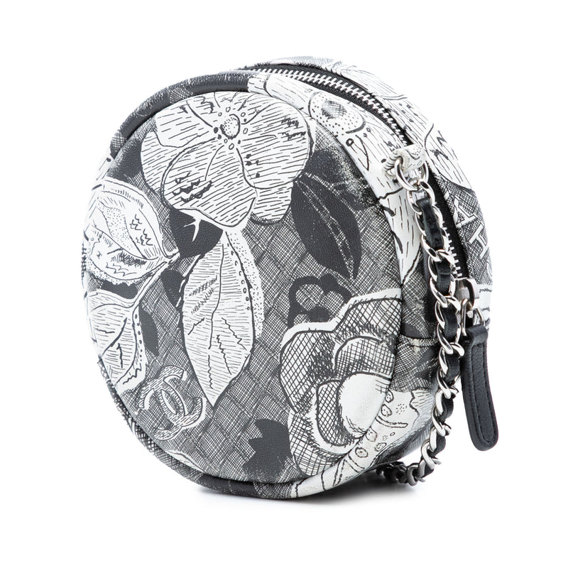 CC Calfskin Floral Round Clutch on Chain - Image 2