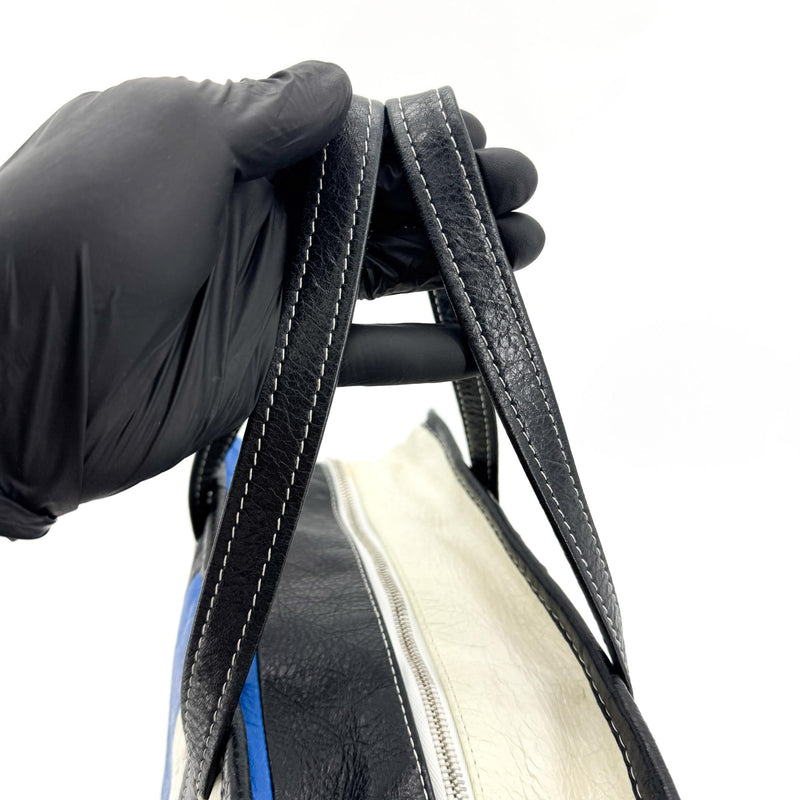 Balenciaga Bazar Striped Leather Black Bag