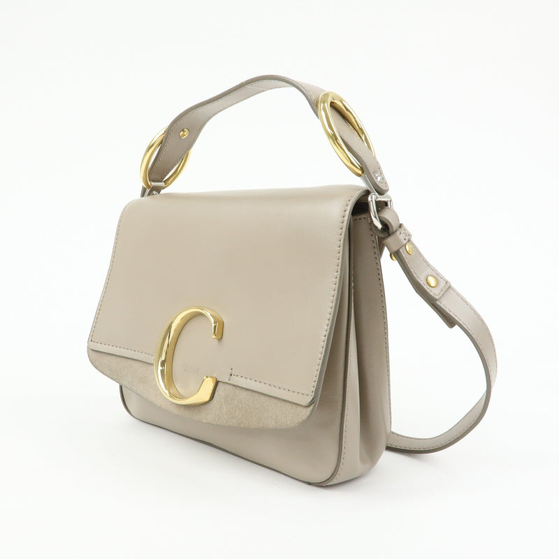 Chloe C Shoulder Bag Leather Gray