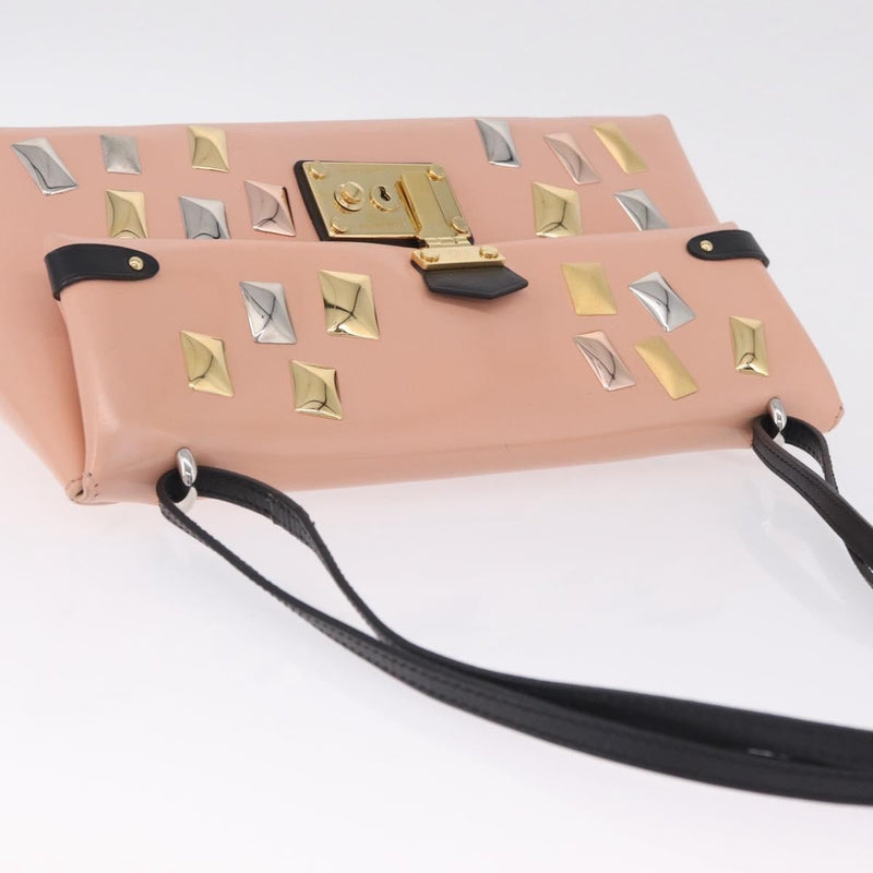 Louis Vuitton Sac Triangle Embellished Glazed Calfskin Pink Leather Bag