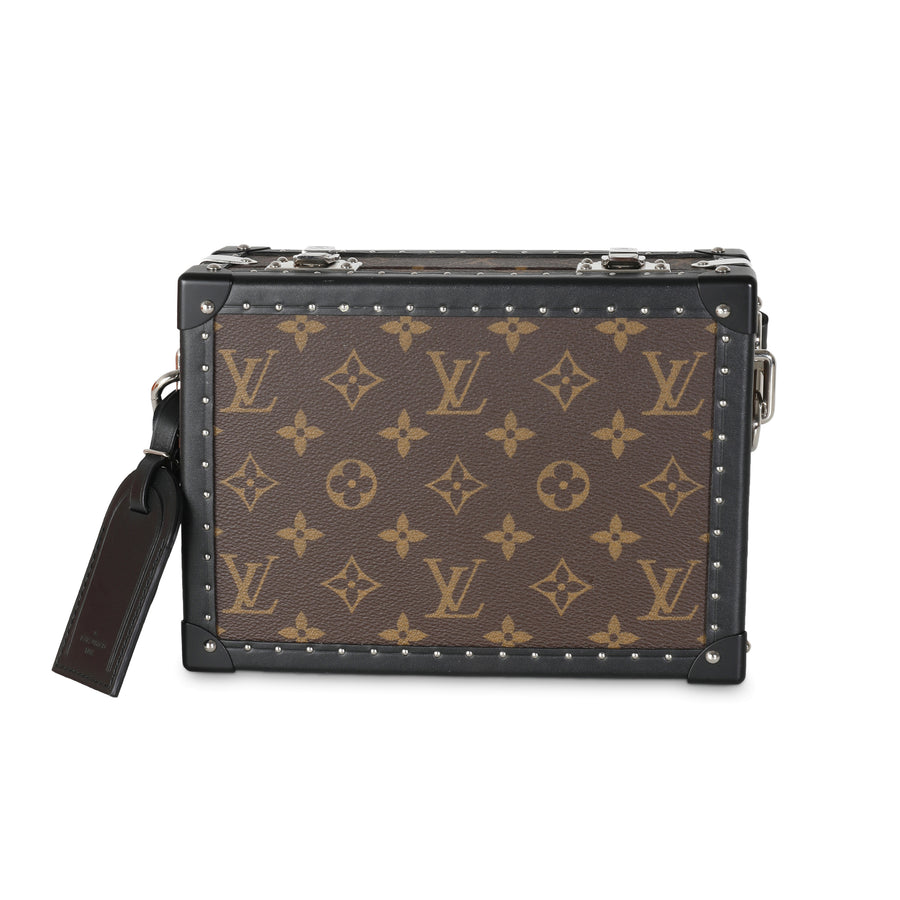 Louis Vuitton Monogram Macassar Canvas Clutch Box Brown Coated Handbag