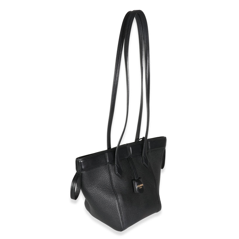 Fendi Black Vitello Mini Origami Tote Brown Leather Handbag