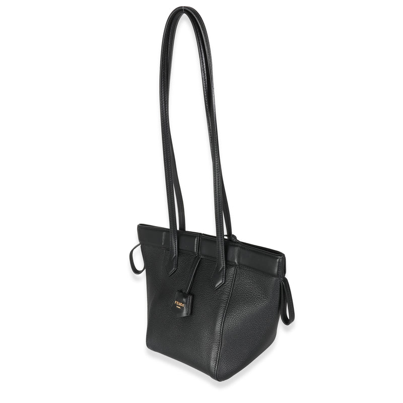 Fendi Black Vitello Mini Origami Tote Brown Leather Handbag