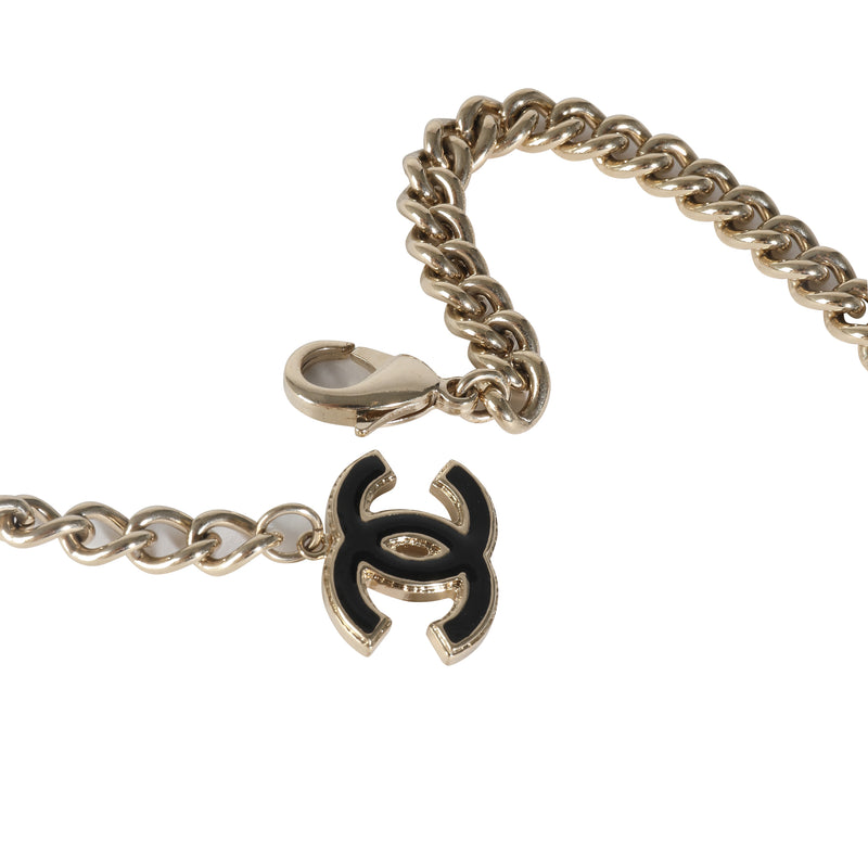 Chanel 2022 Black & White Enamel Gold Plated Logo Belt Other