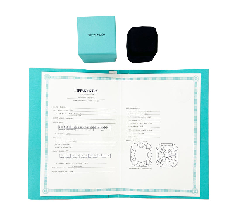 Tiffany & Co. 0.89 Ct Cushion Modified Diamond Novo Engagement Ring 950