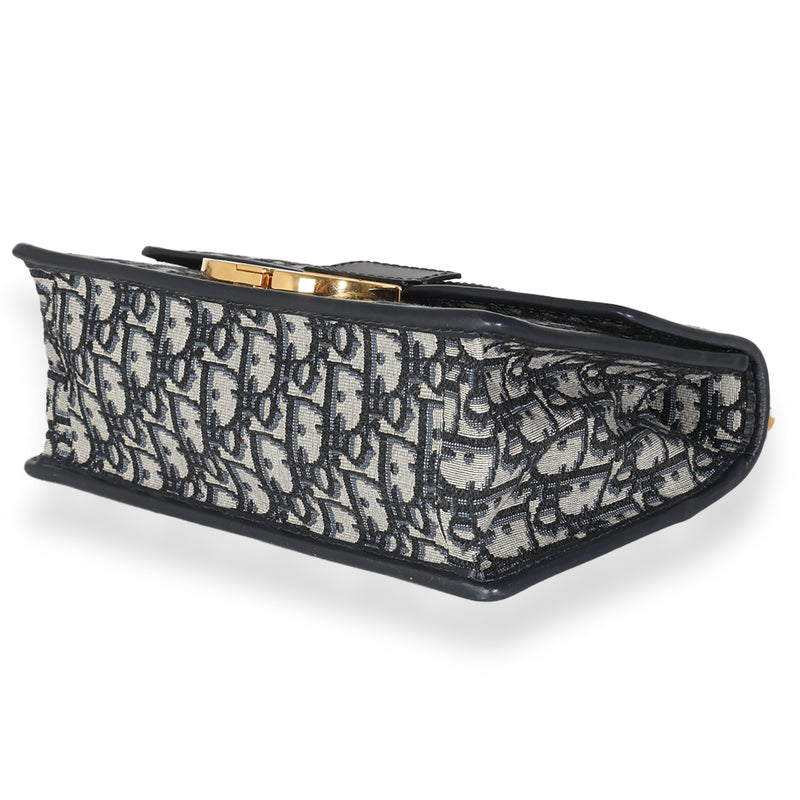 Christian Dior Navy Oblique Jacquard 30 Montaigne Chain Bag Beige; Blue Canvas; Leather Handbag