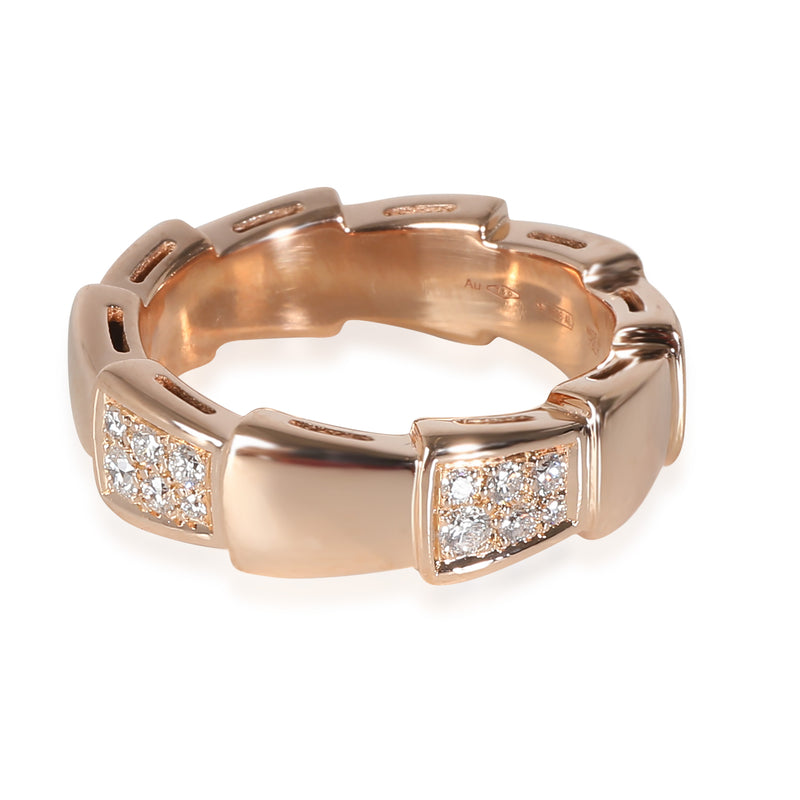 Bvlgari Serpenti Fashion Ring 18k Rose Gold 0.34 Ctw