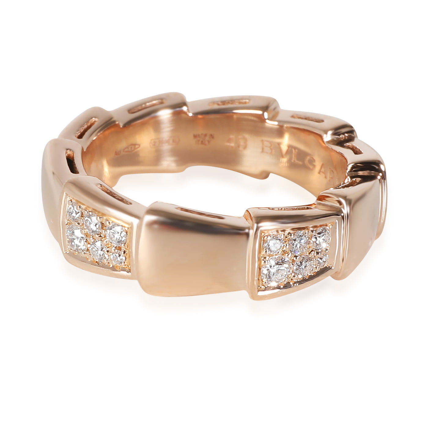Bvlgari Serpenti Fashion Ring 18k Rose Gold 0.34 Ctw