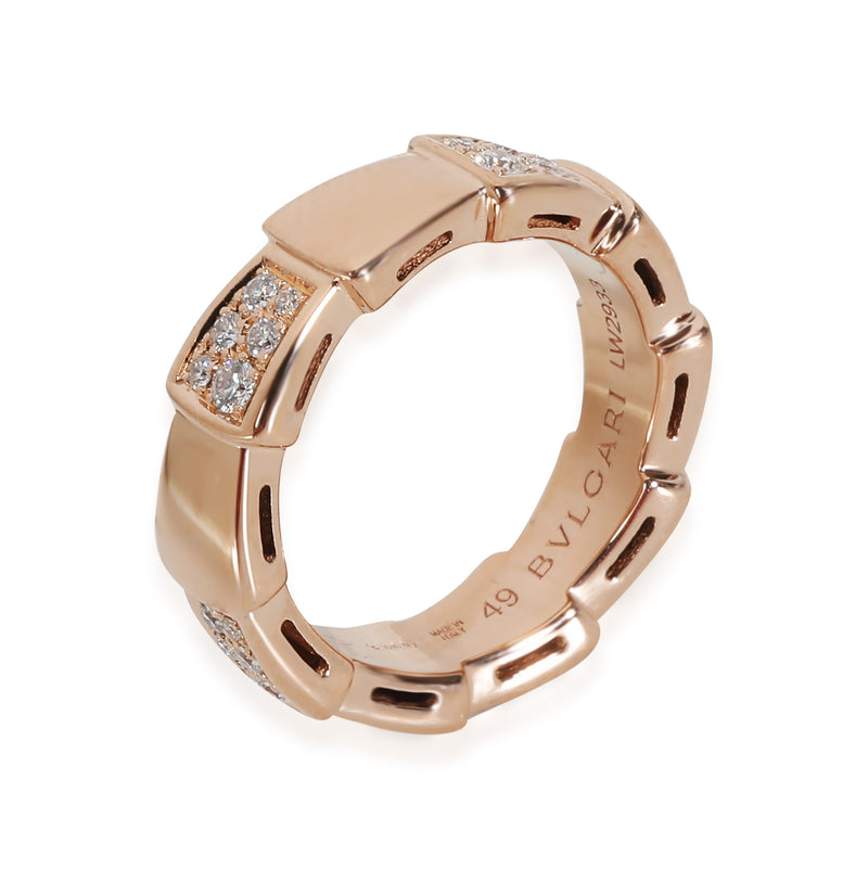 Bvlgari Serpenti Fashion Ring 18k Rose Gold 0.34 Ctw