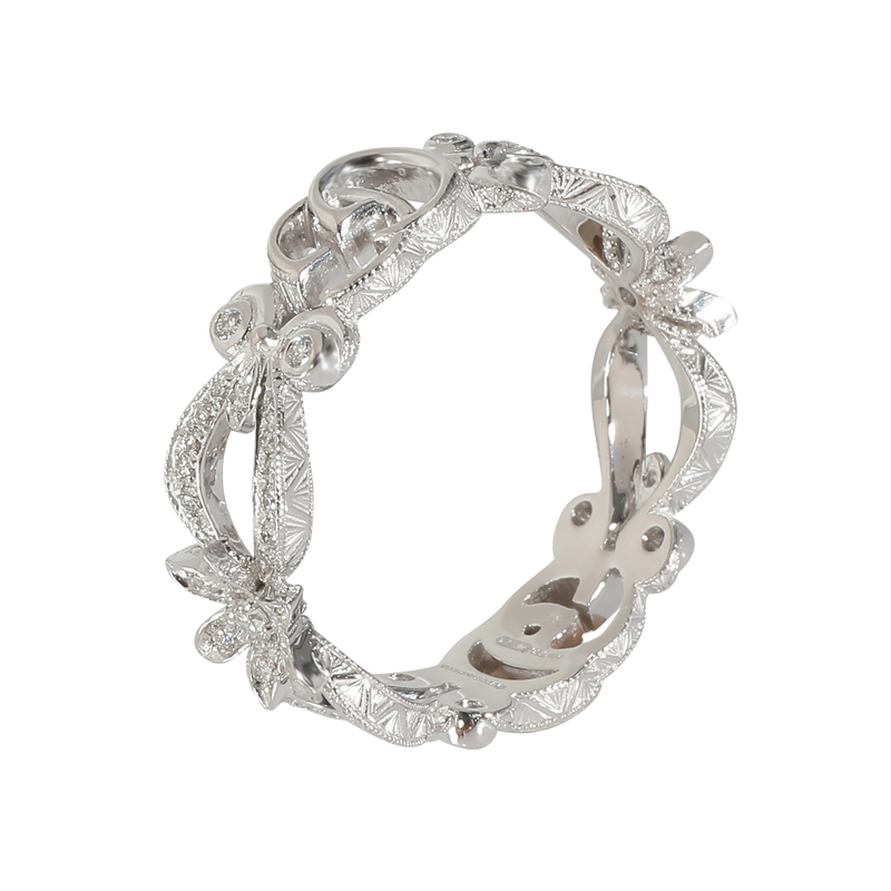 Gucci White Gold Diamond Flora Gg Ring 18k Fashion