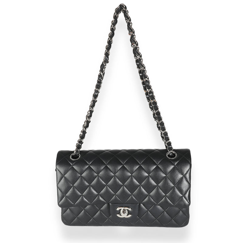 Chanel Black Quilted Lambskin Medium Classic Double Flap Bag Leather Handbag