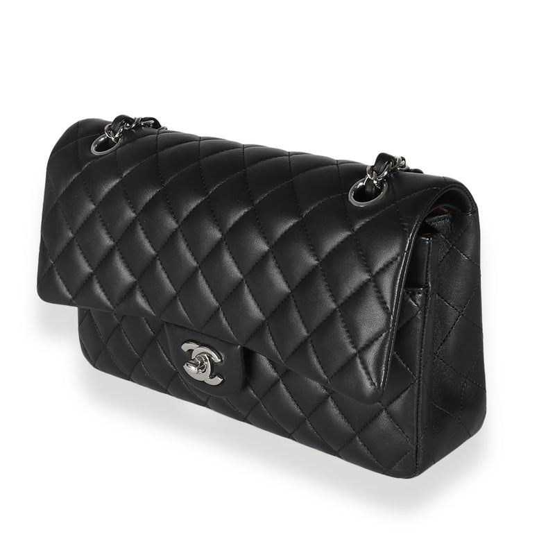 Chanel Black Quilted Lambskin Medium Classic Double Flap Bag Leather Handbag