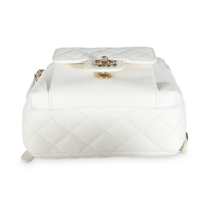 Chanel White Quilted Caviar Small Cc Day Backpack Handbag Leather