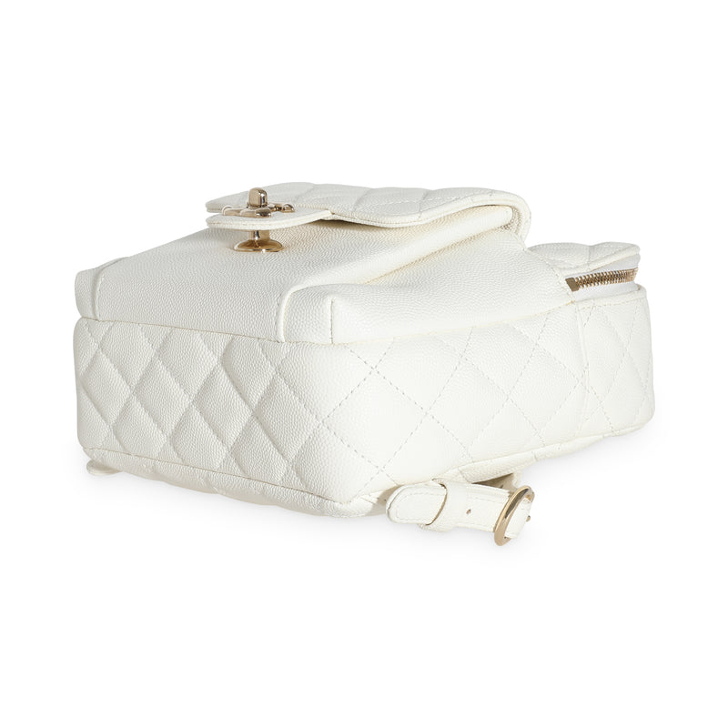 Chanel White Quilted Caviar Small Cc Day Backpack Handbag Leather