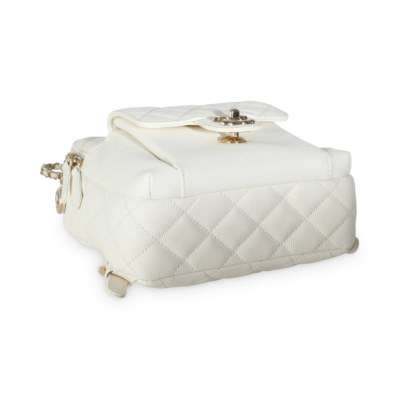 Chanel White Quilted Caviar Small Cc Day Backpack Handbag Leather