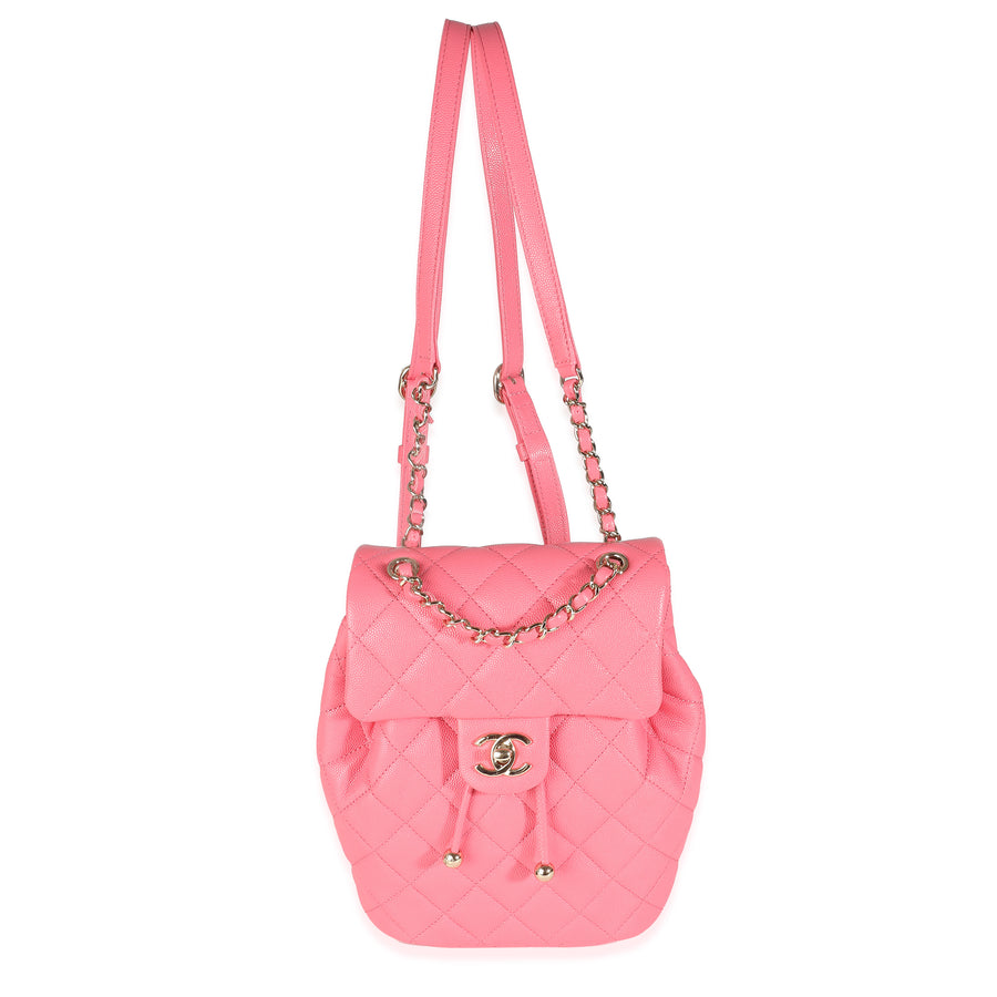 Chanel Pink Quilted Caviar Drawstring Backpack Handbag Leather