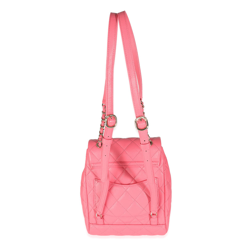 Chanel Pink Quilted Caviar Drawstring Backpack Handbag Leather