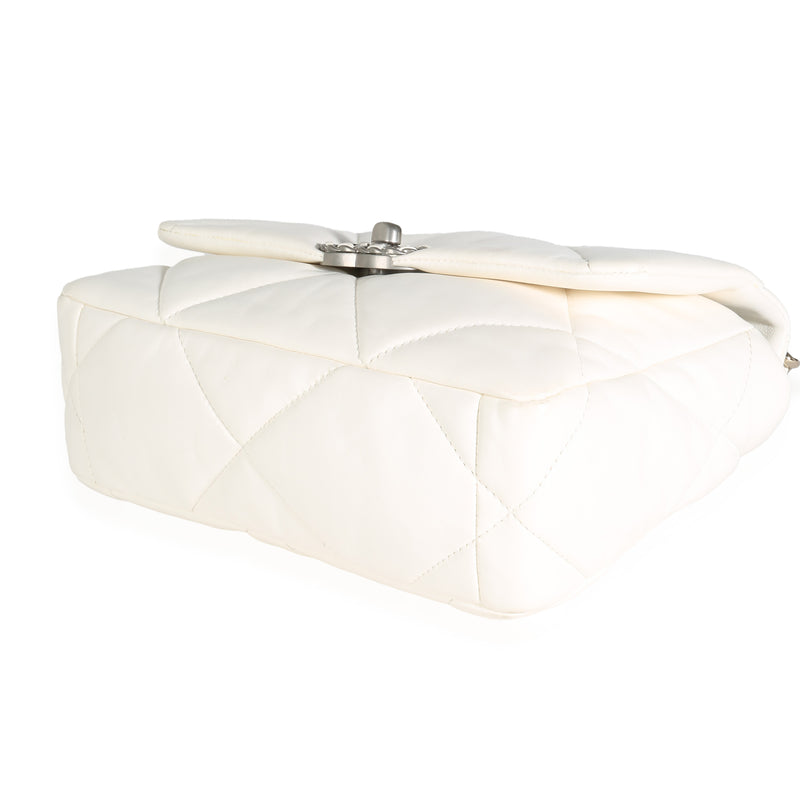 Chanel White Quilted Lambskin Small 19 Flap Bag Leather Handbag