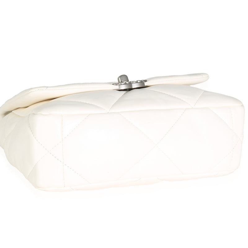Chanel White Quilted Lambskin Small 19 Flap Bag Leather Handbag