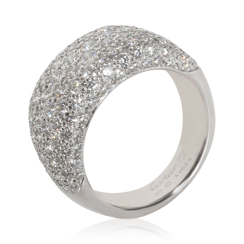 Cartier Vintage Diamond Ring 18k White Gold 3.5 Ctw Fashion