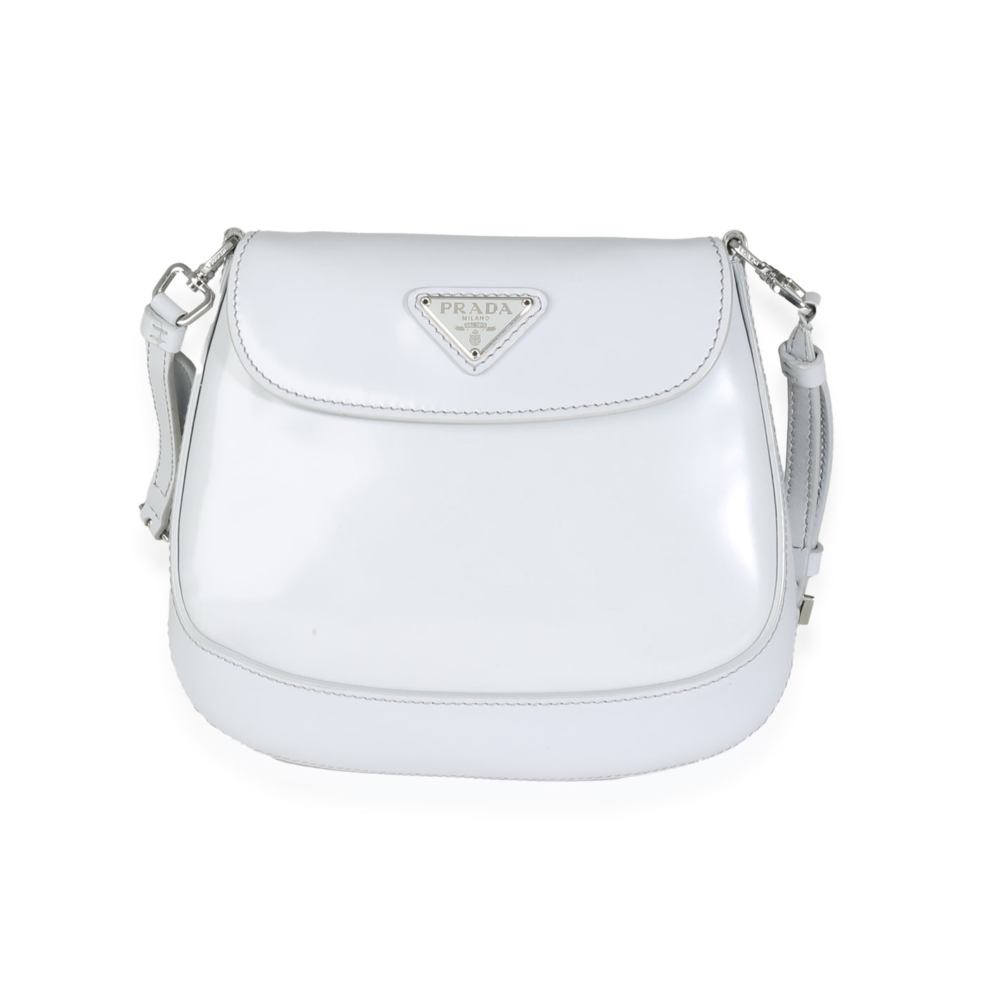 Prada Cornflower Brushed Leather Mini Cleo Gray Handbag