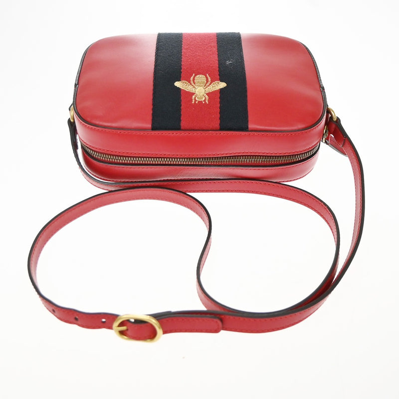 Gucci Bee Web Camera Leather Red Bag