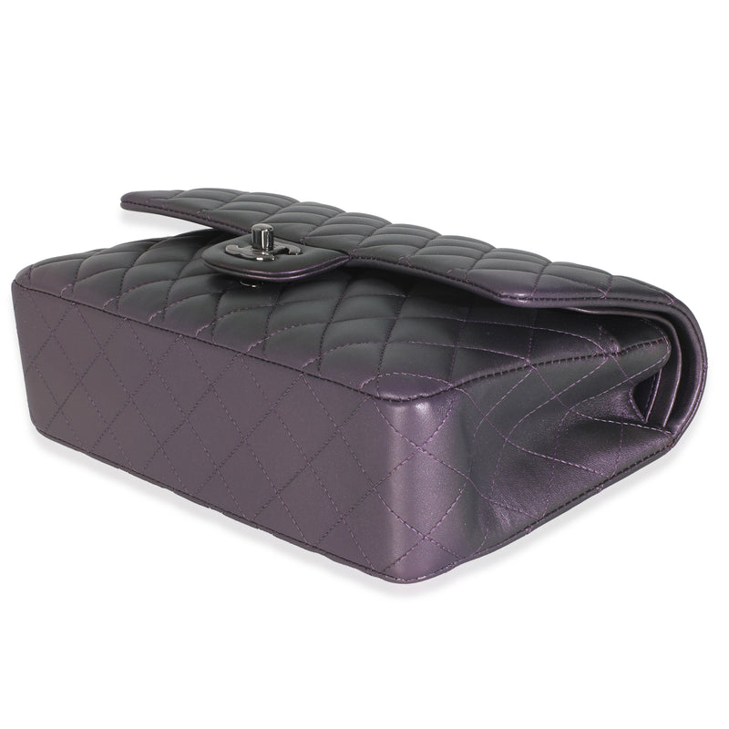 Chanel Purple Quilted Iridescent Lambskin Medium Classic Double Flap Bag Metallic; Leather Handbag