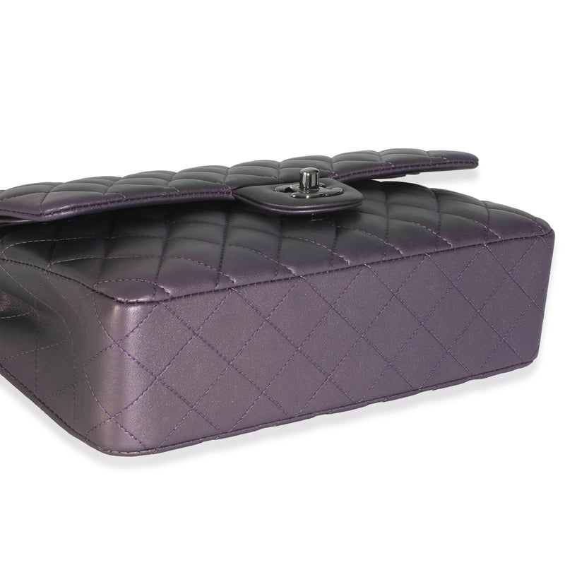 Chanel Purple Quilted Iridescent Lambskin Medium Classic Double Flap Bag Metallic; Leather Handbag