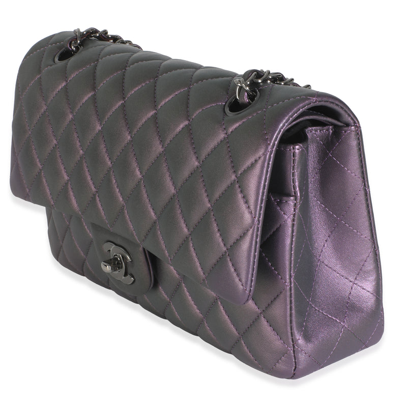 Chanel Purple Quilted Iridescent Lambskin Medium Classic Double Flap Bag Metallic; Leather Handbag